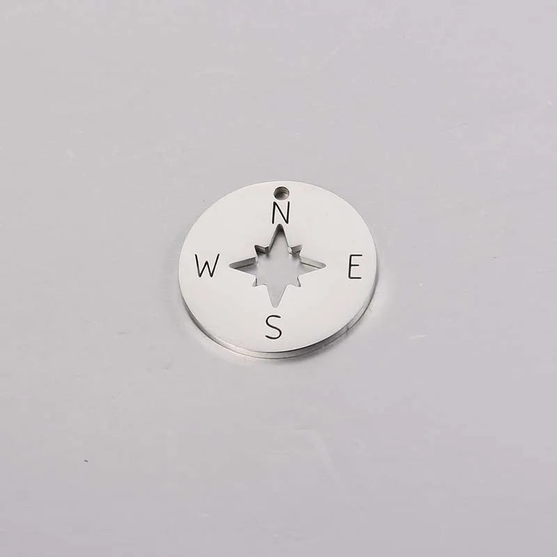 Jaymaxi Compass Disc Charms Stainless Steel DIY Jewelry Necklace Making