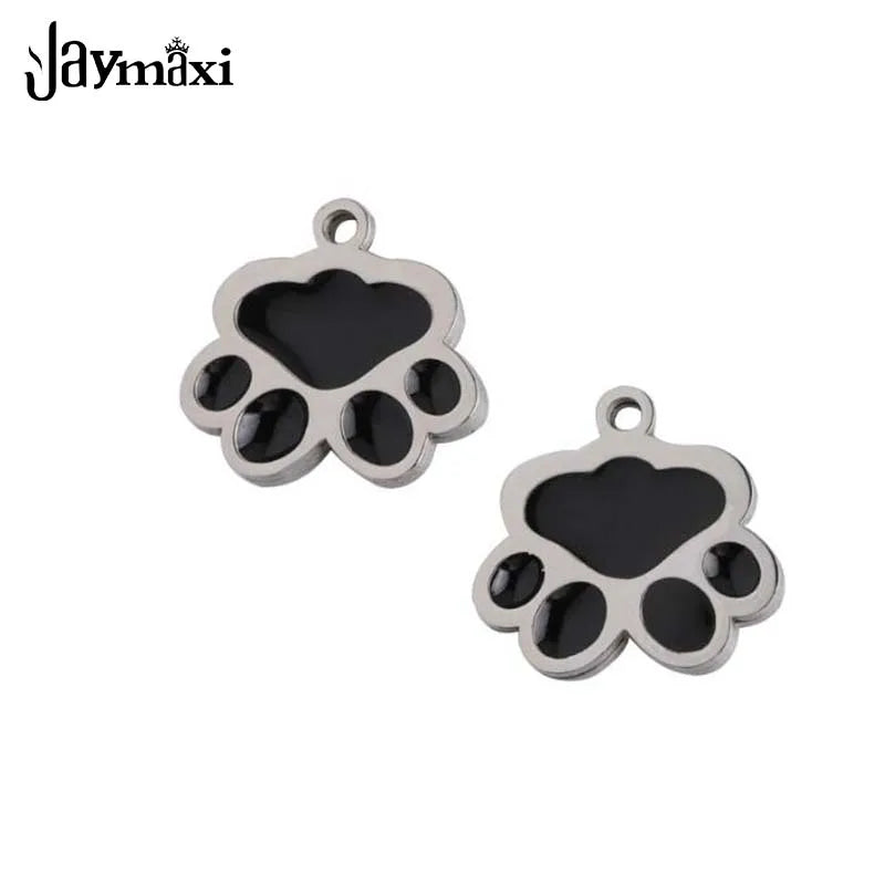 Dog Paw Charms Enamel Stainless Steel Pendant 20Pcs