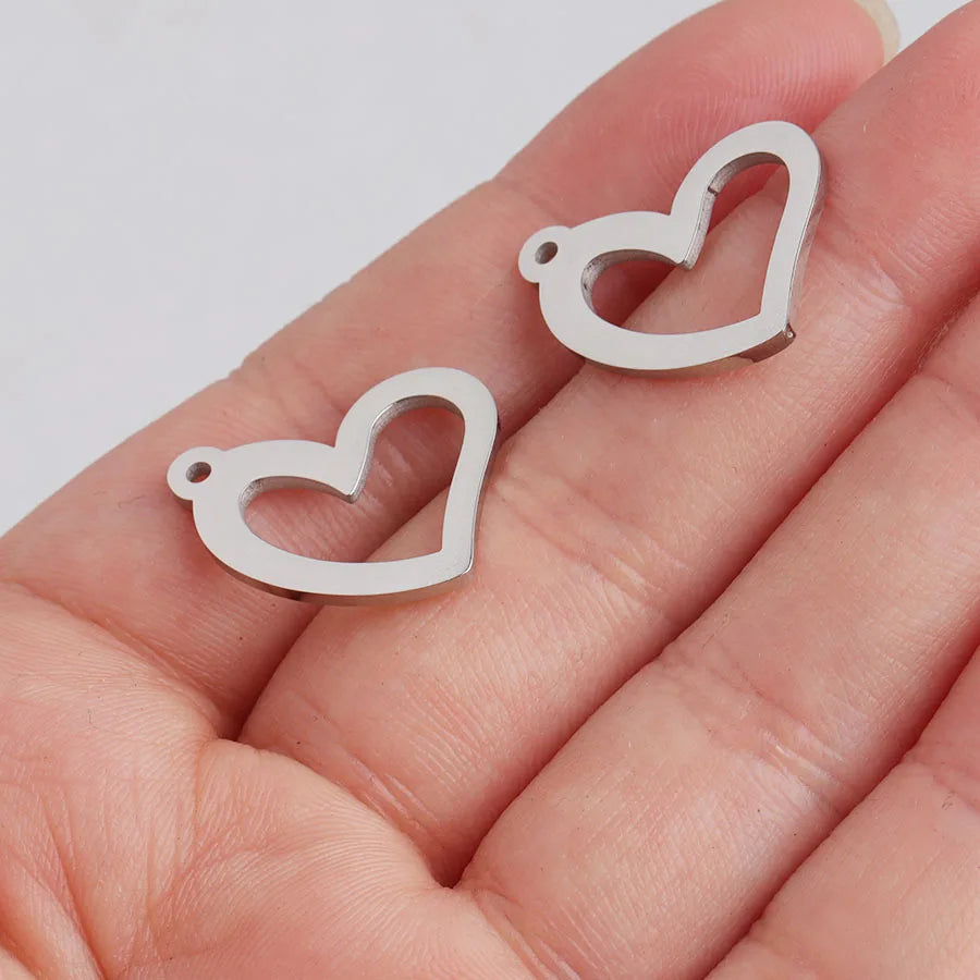 Heart Tag Charms Stainless Steel Pendant for DIY Jewelry Making 18*19mm