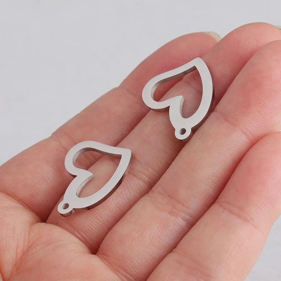 Heart Tag Charms Stainless Steel Pendant for DIY Jewelry Making 18*19mm