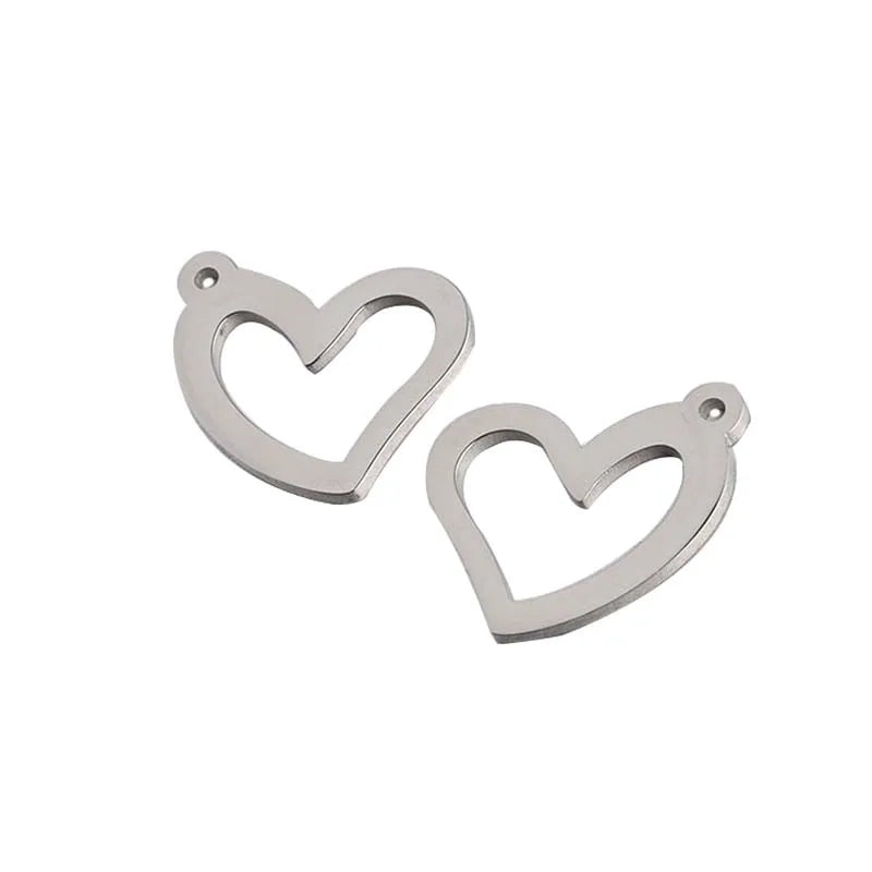 Heart Tag Charms Stainless Steel Pendant for DIY Jewelry Making 18*19mm