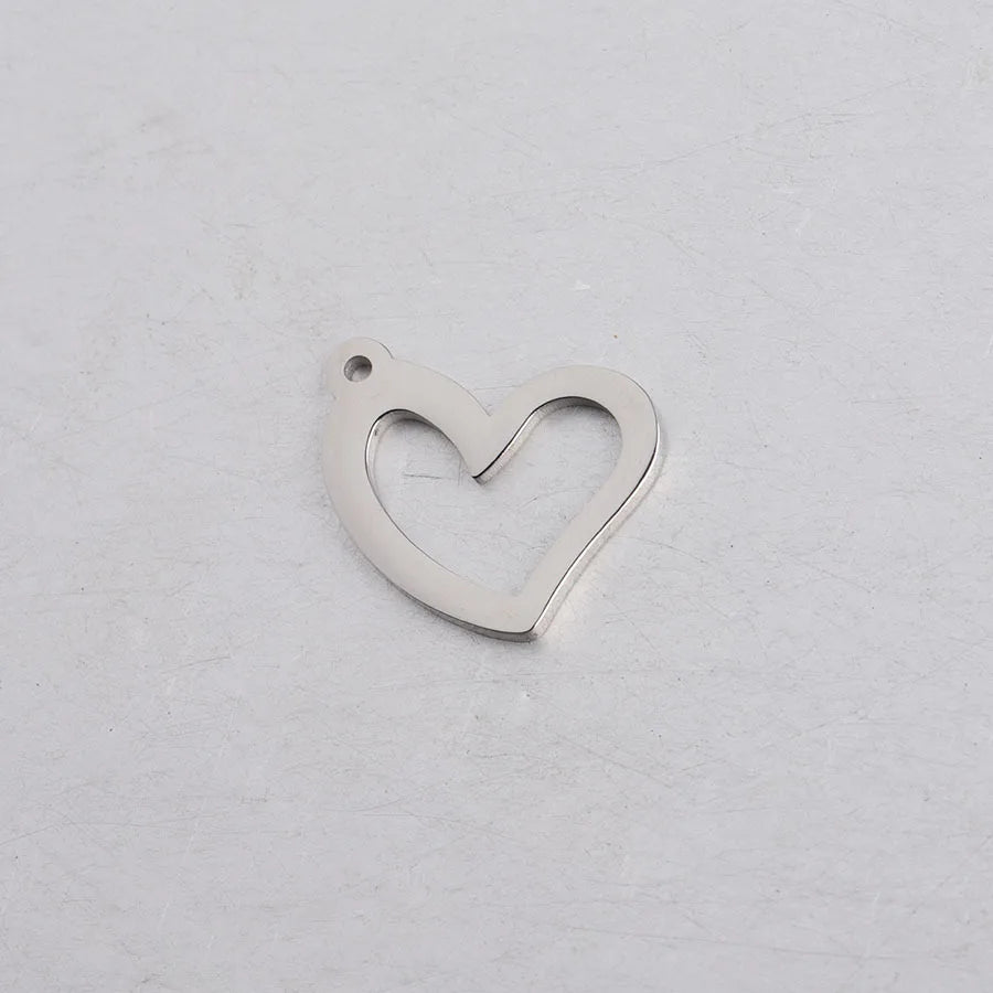 Heart Tag Charms Stainless Steel Pendant for DIY Jewelry Making 18*19mm
