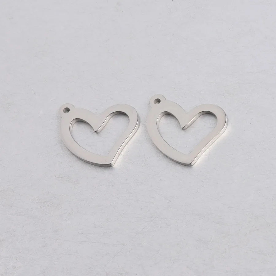 Heart Tag Charms Stainless Steel Pendant for DIY Jewelry Making 18*19mm