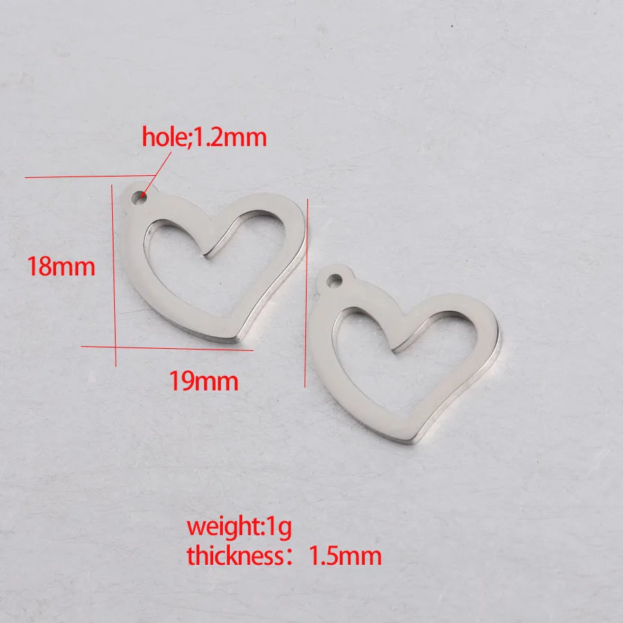 Heart Tag Charms Stainless Steel Pendant for DIY Jewelry Making 18*19mm