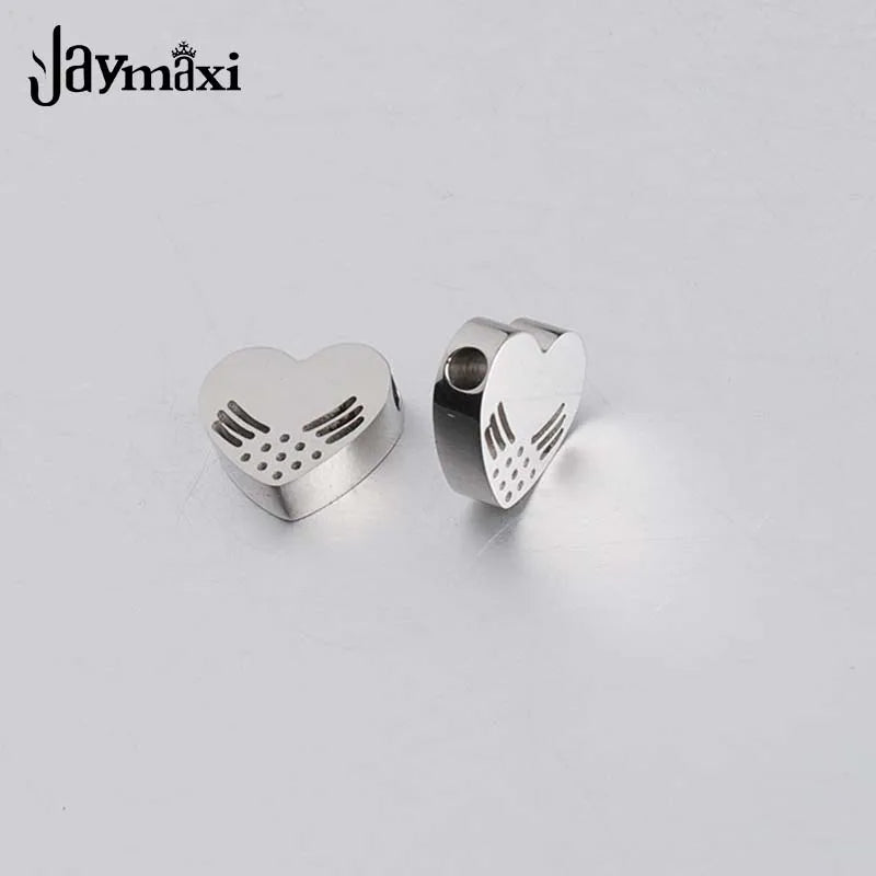 Jaymaxi Hollow Angel Wings Heart Charms Love Beads 20 Pieces