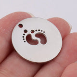 Baby Feet Charm Necklace Pendant Stainless Steel 20piece/lot
