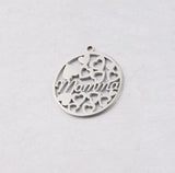 Love Hearts Mamma Charms Stainless Steel Round Hollow Heart Charm For Mom Gift