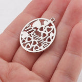 Love Hearts Mamma Charms Stainless Steel Round Hollow Heart Charm For Mom Gift