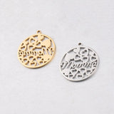 Love Hearts Mamma Charms Stainless Steel Round Hollow Heart Charm For Mom Gift