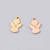 Mirror Polished Angel Charm Stainless Steel Letter S Pendant DIY Jewelry 20Pcs