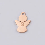 Mirror Polished Angel Charm Stainless Steel Letter S Pendant DIY Jewelry 20Pcs