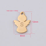 Mirror Polished Angel Charm Stainless Steel Letter S Pendant DIY Jewelry 20Pcs