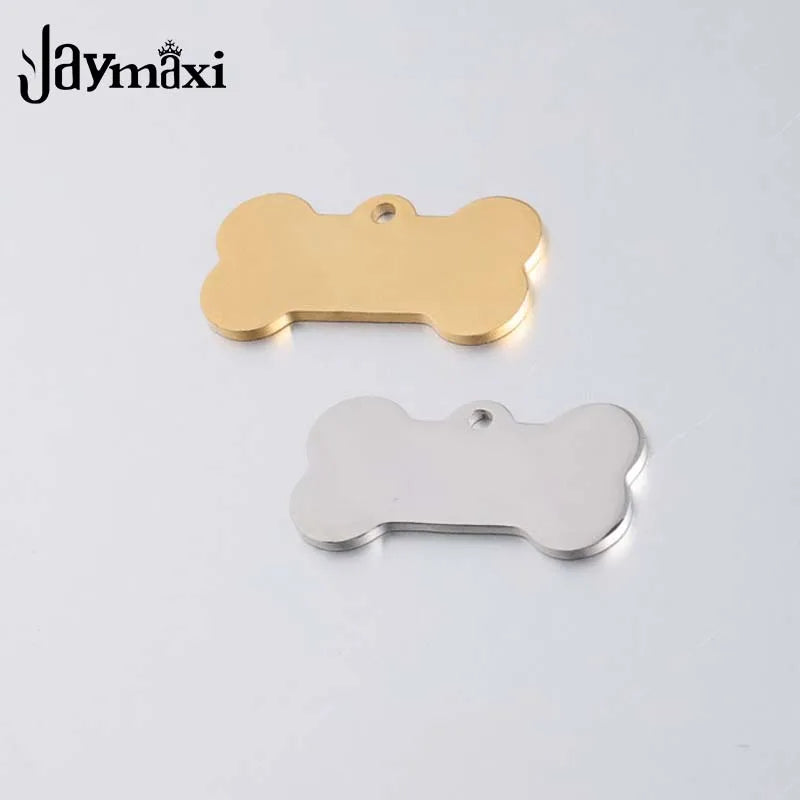 Jaymaxi Pet ID Tag Bone Charms Mirror Polished Stainless Steel 20piece/lot