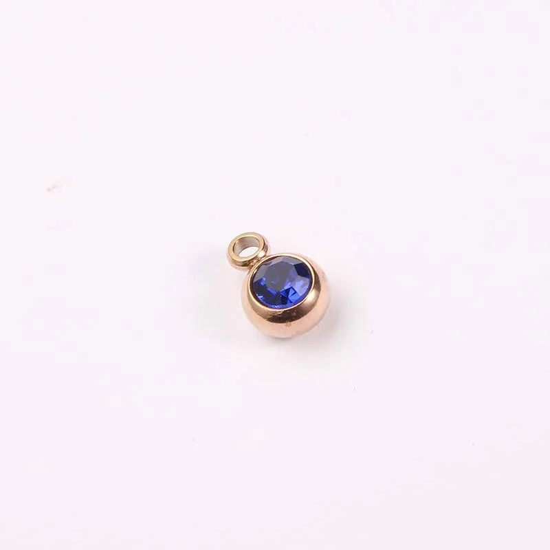12 Birthstone Charms Round 6mm Stainless Steel DIY Jewelry Making