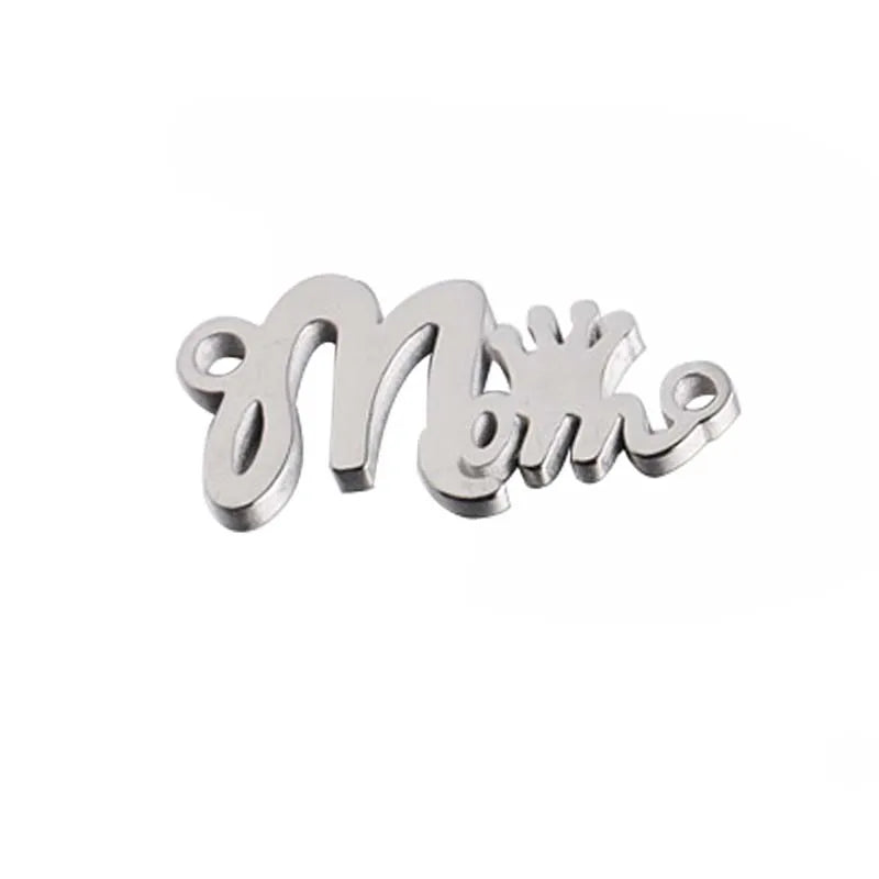 Stainless Steel Crown Charms Mom Words DIY Jewelry 20Pcs