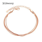 925 Silver Three Rows Snake Chain Bracelet For Women