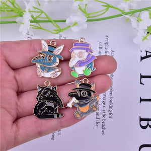 10PCS Alloy Crow Enamel Charm Earrings Snake Necklace Bracelet DIY Jewelry