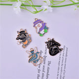 10PCS Alloy Crow Enamel Charm Earrings Snake Necklace Bracelet DIY Jewelry