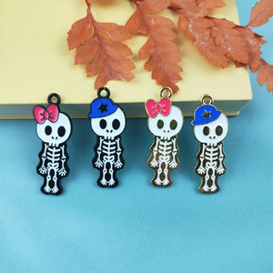 10pcs Skeleton Skull Halloween Charms for DIY Jewelry Making