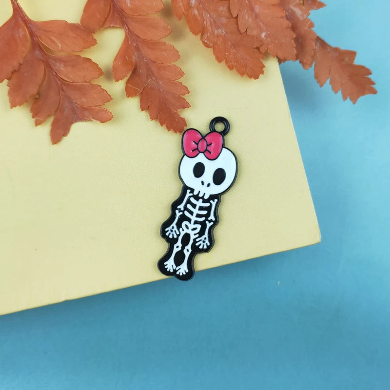 10pcs Skeleton Skull Halloween Charms for DIY Jewelry Making