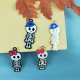 10pcs Skeleton Skull Halloween Charms for DIY Jewelry Making