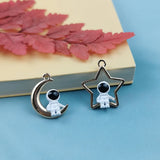 10pcs Astronauts Enamel Charms Alloy Moon Stars Pendant DIY Earring