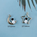 10pcs Astronauts Enamel Charms Alloy Moon Stars Pendant DIY Earring