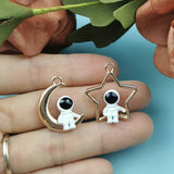 10pcs Astronauts Enamel Charms Alloy Moon Stars Pendant DIY Earring