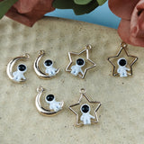 10pcs Astronauts Enamel Charms Alloy Moon Stars Pendant DIY Earring