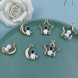 10pcs Astronauts Enamel Charms Alloy Moon Stars Pendant DIY Earring