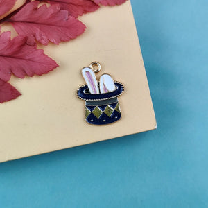 10pcs Enamel Alice Rabbit Charms Pendants DIY Jewelry Earring Bracelet Finding