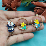 10pcs Enamel Alice Rabbit Charms Pendants DIY Jewelry Earring Bracelet Finding