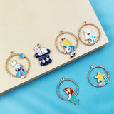 10pcs Enamel Alice Rabbit Charms Pendants DIY Jewelry Earring Bracelet Finding