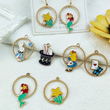 10pcs Enamel Alice Rabbit Charms Pendants DIY Jewelry Earring Bracelet Finding