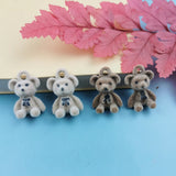 10pcs Plush Bow Teddy Bear Alloy Pendant Charm DIY Earring Keychain Accessories