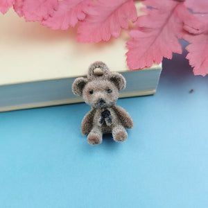 10pcs Plush Bow Teddy Bear Alloy Pendant Charm DIY Earring Keychain Accessories
