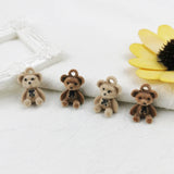 10pcs Plush Bow Teddy Bear Alloy Pendant Charm DIY Earring Keychain Accessories