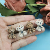 10pcs Plush Bow Teddy Bear Alloy Pendant Charm DIY Earring Keychain Accessories