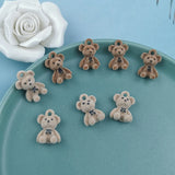 10pcs Plush Bow Teddy Bear Alloy Pendant Charm DIY Earring Keychain Accessories
