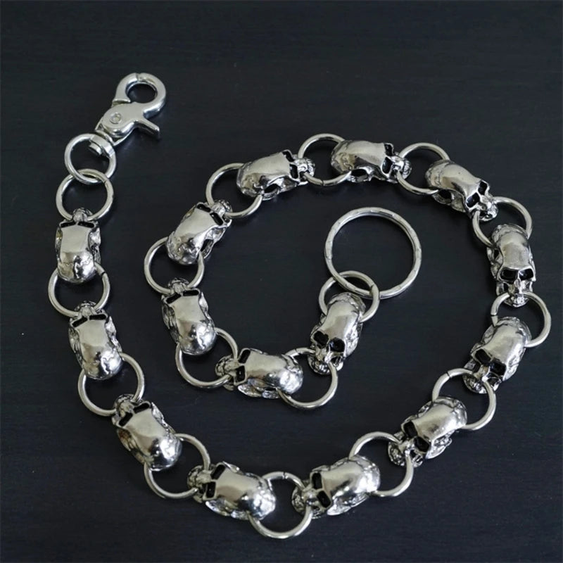 Skull-Head Pendant Wallet Chain with Double Hook