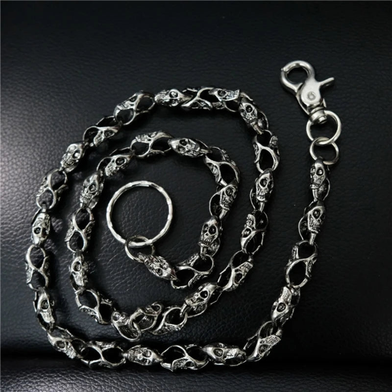 Skull-Head Wallet Chain with Double Hook Pocket Belt Chain