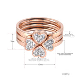 Rose CZ Crystal Love Heart Flower Ring Stainless Steel Wedding Ring
