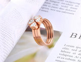 Rose CZ Crystal Love Heart Flower Ring Stainless Steel Wedding Ring