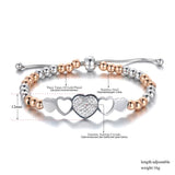 Bohemia Titanium Stainless Steel Heart Charm Bracelet For Women