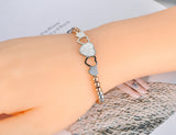 Bohemia Titanium Stainless Steel Heart Charm Bracelet For Women
