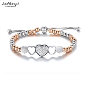 Bohemia Titanium Stainless Steel Heart Charm Bracelet For Women