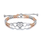 Bohemia Titanium Stainless Steel Heart Charm Bracelet For Women