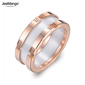 Mosaic CZ Crystal Party Rings Stainless Steel Wedding Rings JR17039