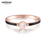 Roman Number Mosaic Rhinestone Wedding Bangles Stainless Steel Shell Bracelets