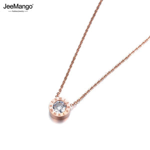 2Ct CZ Pendant Necklace Titanium Steel Choker JN18004